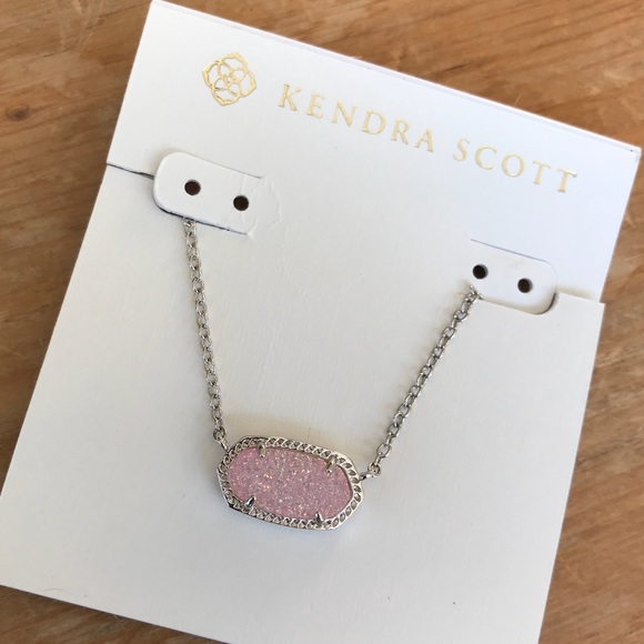 Kendra Scott Elisa Light Pink Druzy&Silver Pendant - Picture 8 of 8